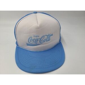Vintage Coca-Cola Designer Pro Mesh Trucker Snapback Hat Cap Coke Men Blue White